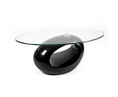 Cribel Erma, tavolino ripiano in Vetro, Base in Fibra di Vetro Nera, Living e salotti Moderni