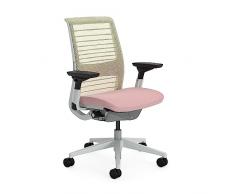 Steelcase Think Sedia da Ufficio Ergonomica Regolabile in Altezza con Supporto Lombare Regolabile e Braccioli, Schienale in Cocco Lavorato A Maglia 3D Traspirante e Confortevole Tessuto Rosa Limonata