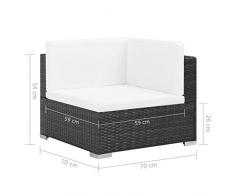 Tidyard Set Divano da Giardino 23 Pz in Polyrattan, Vetro, Acciaio e Poliestere | Nero