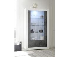 vetrina contenitore 2 ante moderno BIANCO LUCIDO ante con serigrafia OSSIDO soggiorno madia buffet con sportelli design URBE 16