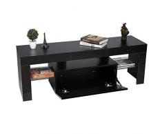 Dioche Mobile basso per TV, moderno armadio TV con illuminazione a LED, armadietto per TV, con ripiani aperti, tavolo per TV, per soggiorno, 130 x 35 x 45 cm (EU)