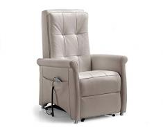 Orthomatic® - Poltrona Relax 2 Motori Elevabile Modello Fabiana Motorizzata, Seduta in Memory-Foam, Tessuto Ecopelle. Poltrona per Anziani. Reclinabile. Iva 4% (Beige)