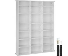 TecTake 800860 Scaffale Verticale per CD, 18 Ripiani Regolabili in Altezza, Costruzione Stabile e Sicura, Dispositivo Anticaduta, Libri Documenti Archivio (Bianco Opaco)