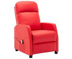 vidaXL Poltrona Massaggiante Reclinabile Rossa in Similpelle