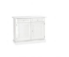 Mar.c.a. Design - Credenza Soggiorno, Legno di Pioppo Bianco Opaco Elegante, Credenza Arte Povera Made in Italy, Mobile Soggiorno con 2 Porte - Misura 105X42X85h