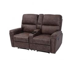 Mendler Poltrona da cinema 2 posti HWC-K17 regolabile tessuto marrone