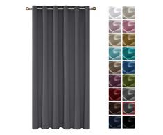 Deconovo Tende Finestre Soggiorno Oscuranti Termiche Isolanti con Occhielli per Casa Moderne 200x280cm Grigio Scuro