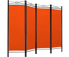 Deuba Divisorio per Ambienti Lucca 180x163cm separè paravento Parete divisoria 4 Pannelli Arancione Soggiorno Balcone