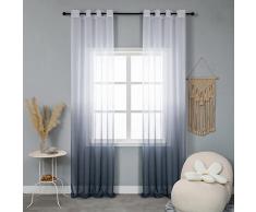 GIRASOLE HOME Coppia Tende Voile Semi Trasparenti Colore Sfumato Bianco e Grigio Tenda per Soggiorno Camera Cameretta Cucina e Interni 2 Pannelli con Occhielli 140x275cm