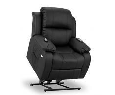 ZZ DON DESCANSO Poltrona Relax Elettrica Solleva Persone Trevi Nero, Pelle_Sintetica, Grande