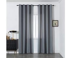GIRASOLE Coppia Tende Semi Oscuranti Tinta Unita Tenda Leggera per Soggiorno Camera Cameretta Balcone Finestra e Interni 2 Pannelli con Occhielli (Grigio, 140x290cm)