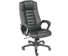 TecTake 801046 Poltrona lussuosa da ufficio in similpelle, seduta, schienale e il comodo poggiatesta suddiviso in sezioni piacevolmente imbottiti, massimo comfort, forma ergonomica (nero)