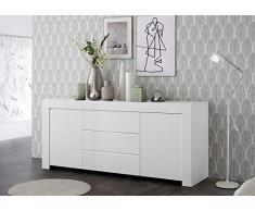 Arredocasagmb.it mobile contenitore 2 ante 3 cassetti moderno BIANCO OPACO soggiorno madia buffet con sportelli design FIRE 07