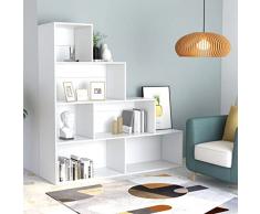 Gecheer Libreria/Divisorio Bianco, Librerie Moderne Armadio Porta CD Scaffale Porta CD, Mobili Scaffale da Terra, Libreria per Soggiorno, Camera da Letto, Ufficio 155x24x160 cm in Truciolato