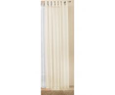 Tenda con passanti, in voile, trasparente, tinta unita, molti colori attraenti, dimensioni speciali, 225 x 140 cm (A x L), colore: Crema