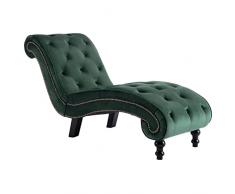 vidaXL Sdraio Imbottita Morbida Elegante Ergonomica Ottomana Salotto Chaise Lounge Divano Poltrona Arredo Casa Relax Verde in Velluto