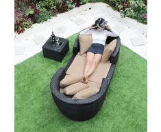 Poltrona Da Esterno/Villa Da Esterno Balcone Giardino Allaperto Cortile Rattan Sdraiato/Letto Per Il Tempo Libero Poltrona in Rattan Divano Singolo,A