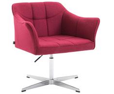CLP Poltrona Imbottita Lounge Jean in Stoffa I Sedia con Braccioli Girevole E Regolabile 41-54CM, Colore:Rosso