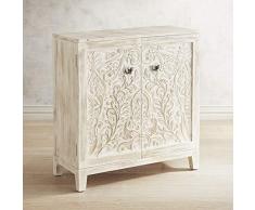 Madia Coloniale francese intagliata a mano bianca 31,4 pollici Design moderno credenza per camera da letto soggiorno in legno maniglia facile da tirare arredamento per la casa di A.S Industries.