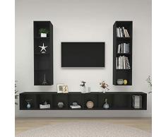 Susany Armadietto da Parete per TV, Mobile TV a Parete 4 pz, Tavolino Porta TV Mobile Porta TV Moderno Armadietto TV Nero in Truciolato
