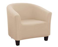 NIBESSER Copripoltrona Elasticizzato Fodere Copripoltrona Chesterfield Club Poltrona da Cocktail Lavabile Antimacchia per Camera da Letto Soggiorno Bar Hotel Receiption(Liscio- Beige)