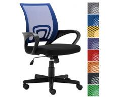 CLP Sedia Ufficio Genius in Rete Traspirante I Sedia Studio Pc Ergonomica Girevole Regolabile Imbottita con Braccioli E Ruote, Colore:Blu