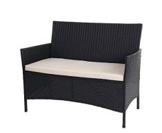 Mendler Serie Halden per lesterno Divano Sofa 2 posti polyrattan Antracite con Cuscino Avorio