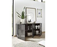 Arredocasagmb.it Mobile credenza Contenitore 3 Ante Moderno Grigio Lucido Anta con Serigrafia Soggiorno Madia Buffet con sportelli Design Mira 05
