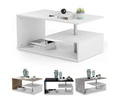 MIADOMODO® Tavolino da Salotto - 90 x 50 x 41 cm, con Ripiani, Basso, Rettangolare, Design Moderno, Colore a Scelta - Tavolo da Caffè, Tè, Soggiorno, Arredamento (Bianco)