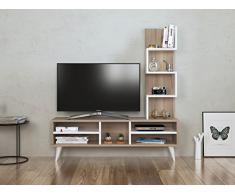 LILY Set Soggiorno - Parete Attrezzata - Mobile TV Porta con mensola in moderno design (Avola - Bianco)
