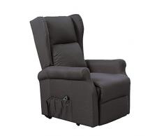 Cribel Arlette D Poltrona Relax in Tessuto, Movimento Elettrico con Funzione Alzapersona, Recrinabile, Telecomando Incluso, Fumo