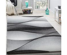 Paco Home Tappeto di Design Moderno Astratto Effetto A Onde Taglio Sagomato in Grigio Antracite, Dimensione:160x230 cm