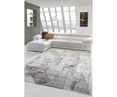 Teppich-Traum Tappeto Moderno Soggiorno Tappeto Astratto in Grigio Crema Oro Größe 160x230 cm
