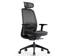 MELOKEA Sedia da ufficio ergonomica, Telaio adattivo, Contropressione per sbloccare linclinazione, Quattro angoli bloccabili da 90° a 135°, Progettato da un team di designer CB di Milano, Nera