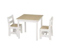 WOLTU SG005 Tavolo e Sedie per Bambini Soggiorno Tavolino con 2 Sgabelli Set Mobili in Legno