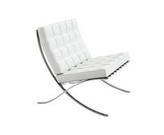 360Home Poltrona vintage in vera pelle (bianco, poltrona)