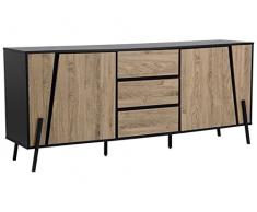 Beliani Credenza buffet in color legno e nero Blackpool