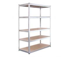 Scaffalature PER Garage - 180 x 120 x 60cm - Scaffalature per Carichi Pesanti - Scaffali di Stoccaggio - 5 Scaffalature - Acciaio Elettrozincato - 5 Ripiani - 875KG di Capacità (175KG Per Ripiano)