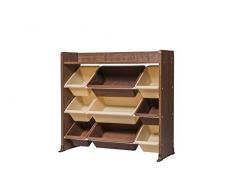 Movian + Kids Toy Rack TKTHR-39 Brown Scaffale per Giocattoli Multi-Livelli per Bambini, 1 ripiano / 9 scatole Rimovibili, Engineered Wood, Rovere Marrone