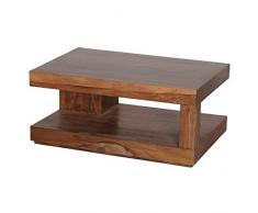 KADIMA DESIGN Sheesham legno Tavolino massiccio 90 x 60 cm con ripiano in legno massello