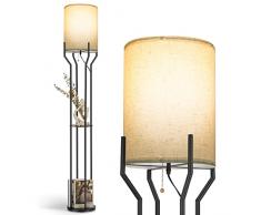 Lampada da terra salotto LED Lampada a Stelo con ripiani, lampada soggiorno 1.6M, ripiano in metallo, paralume in tessuto (include lampadina E27)