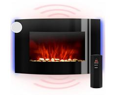 Klarstein Camino Elettrico da Incasso, Caminetto Elettrico da Parete 2000 W, Camino Elettrico da Parete Con Spazio per Legna, Fuoco Finto LED, Camino Finto a Basso Consumo con Telecomando e Timer