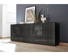 Arredocasagmb.it Mobile Contenitore 2 Ante 4 cassetti Moderno OSSIDO Grigio Scuro Industrial materico Soggiorno Madia Buffet con sportelli Design Dame 08