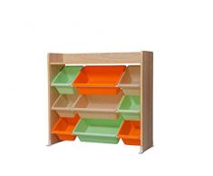 Iris Ohyama, Scaffale, Portagiochi per bambini, Vari contenitori rimovibili, Per la camera dei bambini, La stanza dei giochi, Kids Toy Rack TKTHR-39, Rovere chiaro