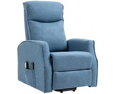 homcom Poltrona Relax Alzapersona con 8 Punti Massaggianti, Poltrona Reclinabile a 135° con Poggiapiedi e 2 Telecomandi, 74.5x87.5x110cm, Blu