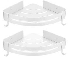 HBselect Set Composto da 2 Mensole Bagno in Lega di Alluminio-Magnesio Mensola Doccia Angolare con 2 Ganci Organizer Bagno Resistente Portaoggetti Doccia Antiruggine 3 Metodi di Installazione