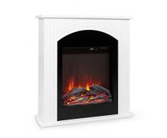 Klarstein Elbrus - Camino Elettrico, Caminetto con 2000 W, Tecnologia LED, Camino Finto con Telecomando, Bianco