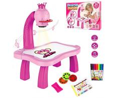 Aolieh Proiettore tracciato e disegnato Toy, tavolo da disegno per bambini, Trace and Draw Projector Toy Kids Drawing Projector Table con Smart Projector e Light Music (Corona Rosa)