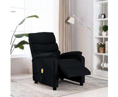 vidaXL Poltrona Massaggiante Reclinabile Salotto Canapè Seduta Sedia TV Divanetto Arredo Sofà Sedia Ottomana Chaise Longue Nera Tessuto in Seggiola