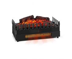 KLARSTEIN Kamini FX - Inserto Camino Elettrico, Caminetto Elettrico con Funzione Riscaldamento Commutabile, 1000 o 2000 Watt, Camino Finto con Effetto Tronchi Ardenti, Facile da Pulire, Nero, 45 cm